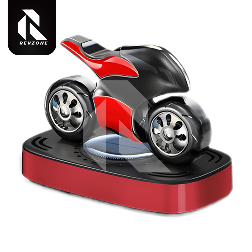 Solar Sports Bike Car Dashboard Air Freshener – 360° Rotating Solar Fragrance Decor