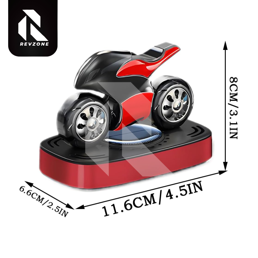 Solar Sports Bike Car Dashboard Air Freshener – 360° Rotating Solar Fragrance Decor