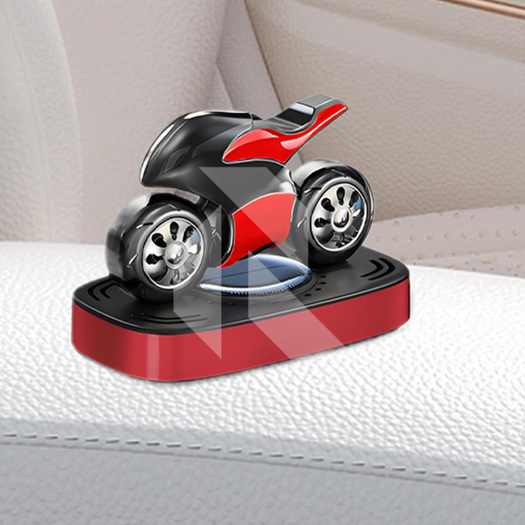 Solar Sports Bike Car Dashboard Air Freshener – 360° Rotating Solar Fragrance Decor Main image