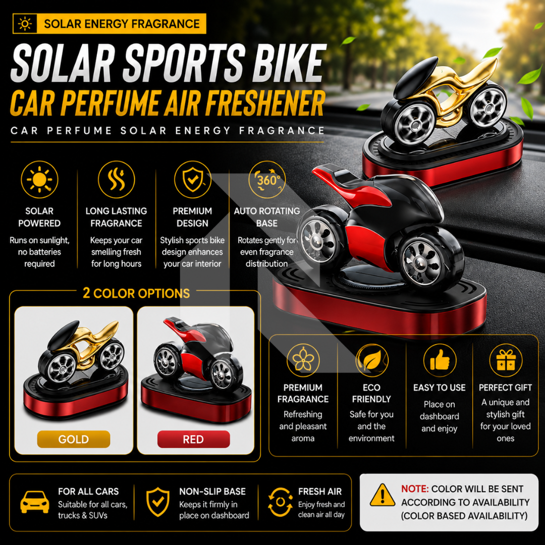 Solar Sports Bike Car Dashboard Air Freshener – 360° Rotating Solar Fragrance Decor Secondary image