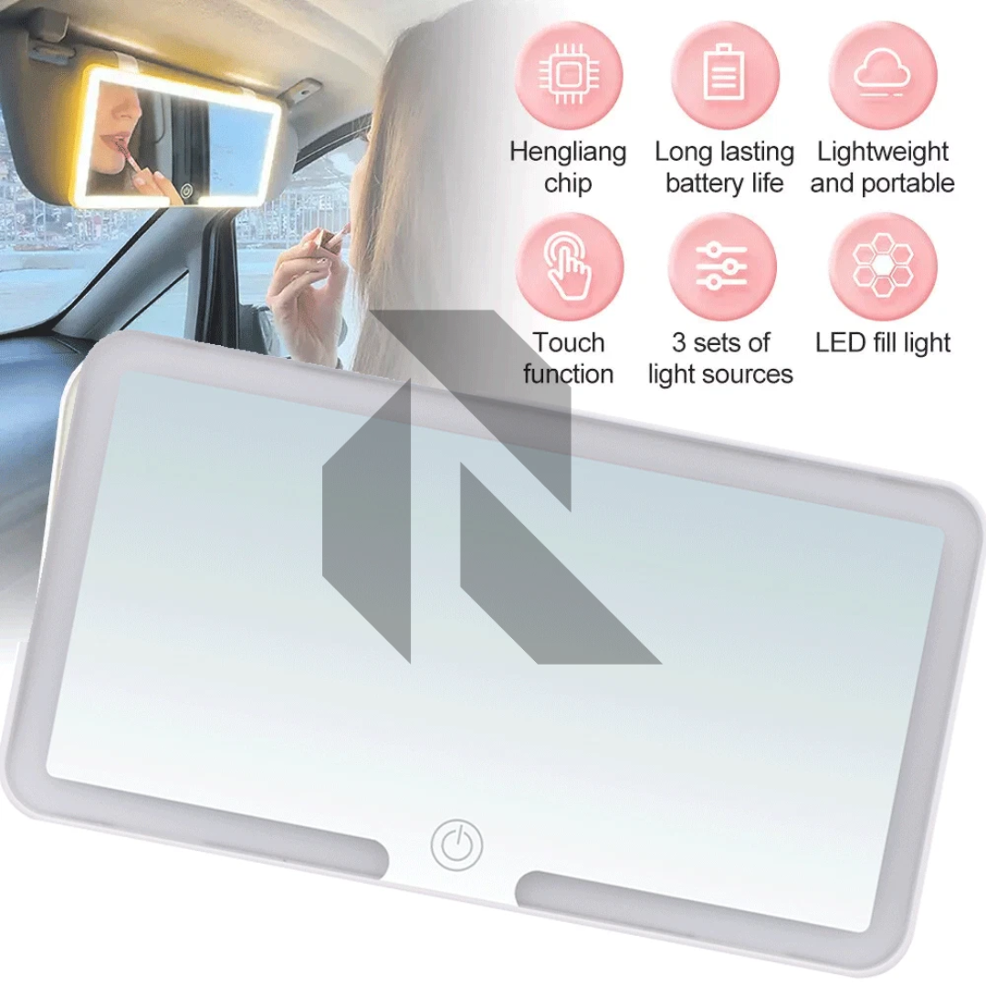Universal Car Sun Visor LED Makeup Mirror – USB Rechargeable Touch Sensor Vanity Mirror
