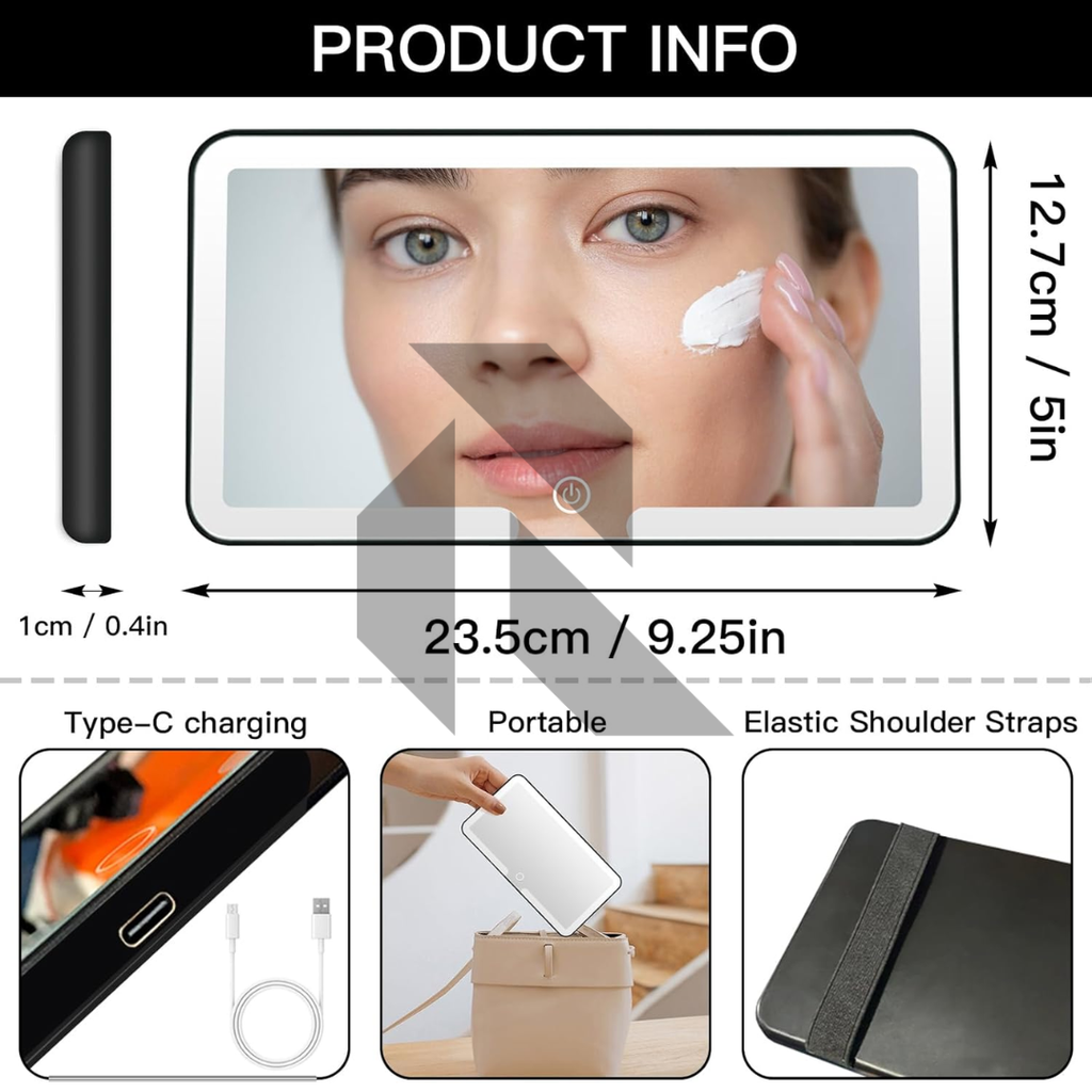 Universal Car Sun Visor LED Makeup Mirror – USB Rechargeable Touch Sensor Vanity Mirror