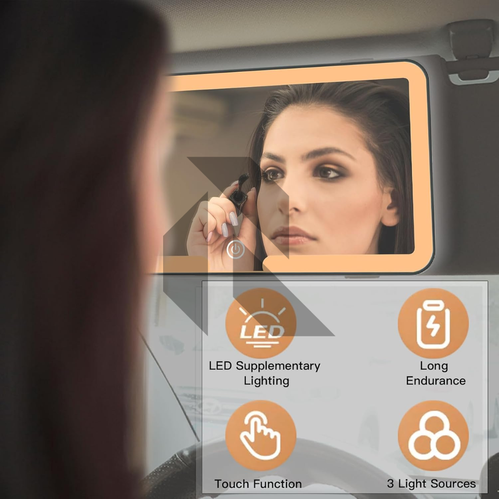 Universal Car Sun Visor LED Makeup Mirror – USB Rechargeable Touch Sensor Vanity Mirror