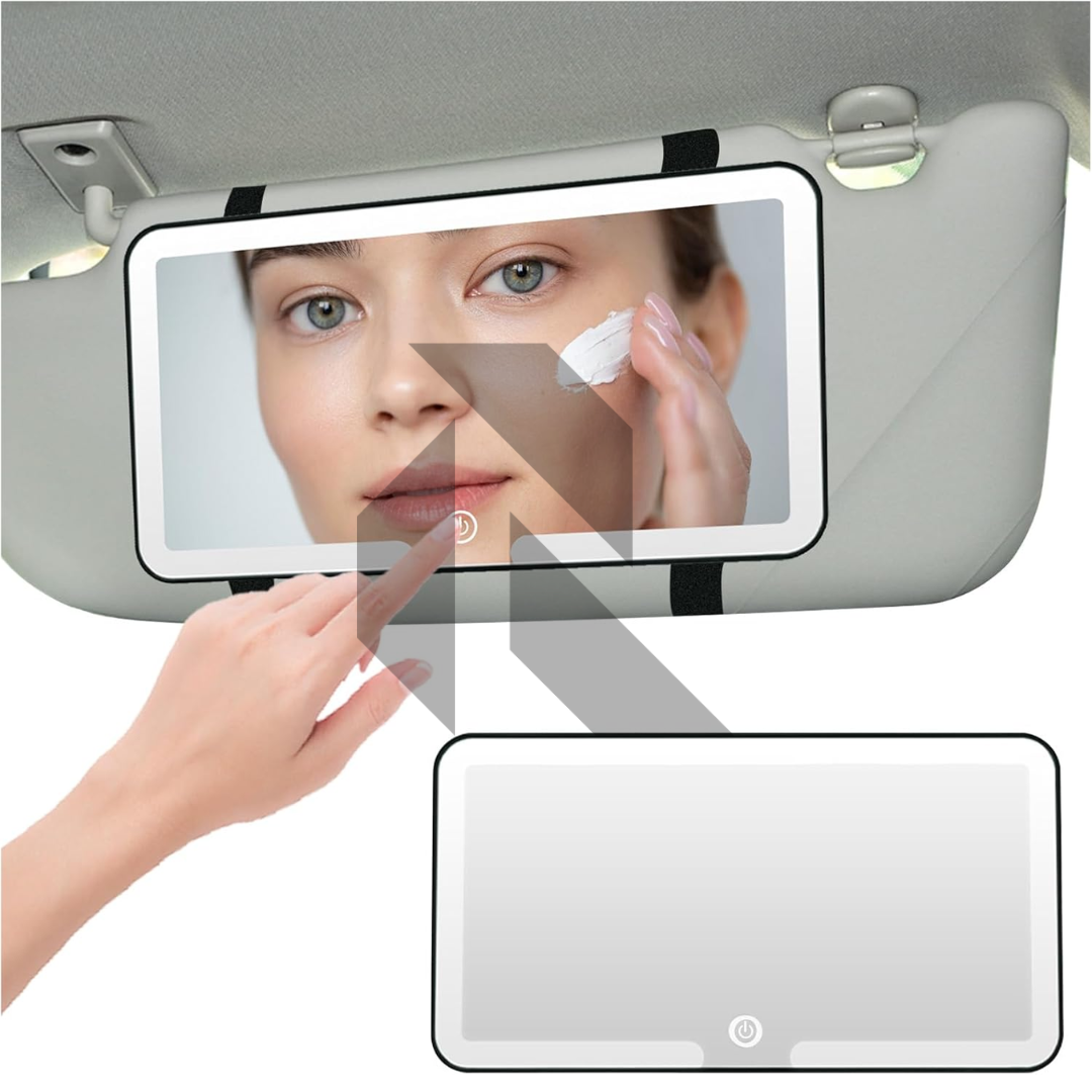 Universal Car Sun Visor LED Makeup Mirror – USB Rechargeable Touch Sensor Vanity Mirror