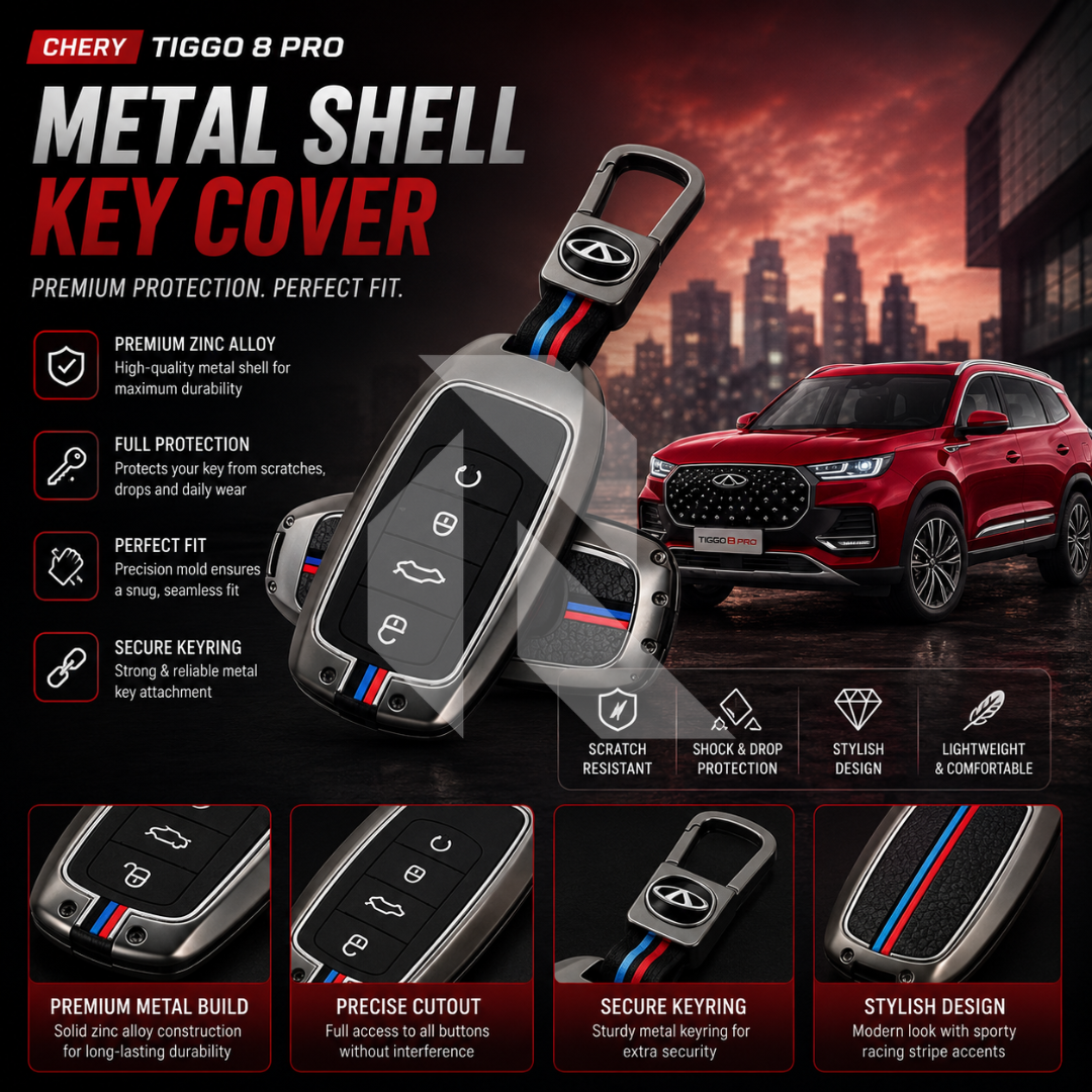 Chery Tiggo 8 Pro Metal Key Cover Premium Protective Case – Zinc Alloy Smart Key Protection Shell