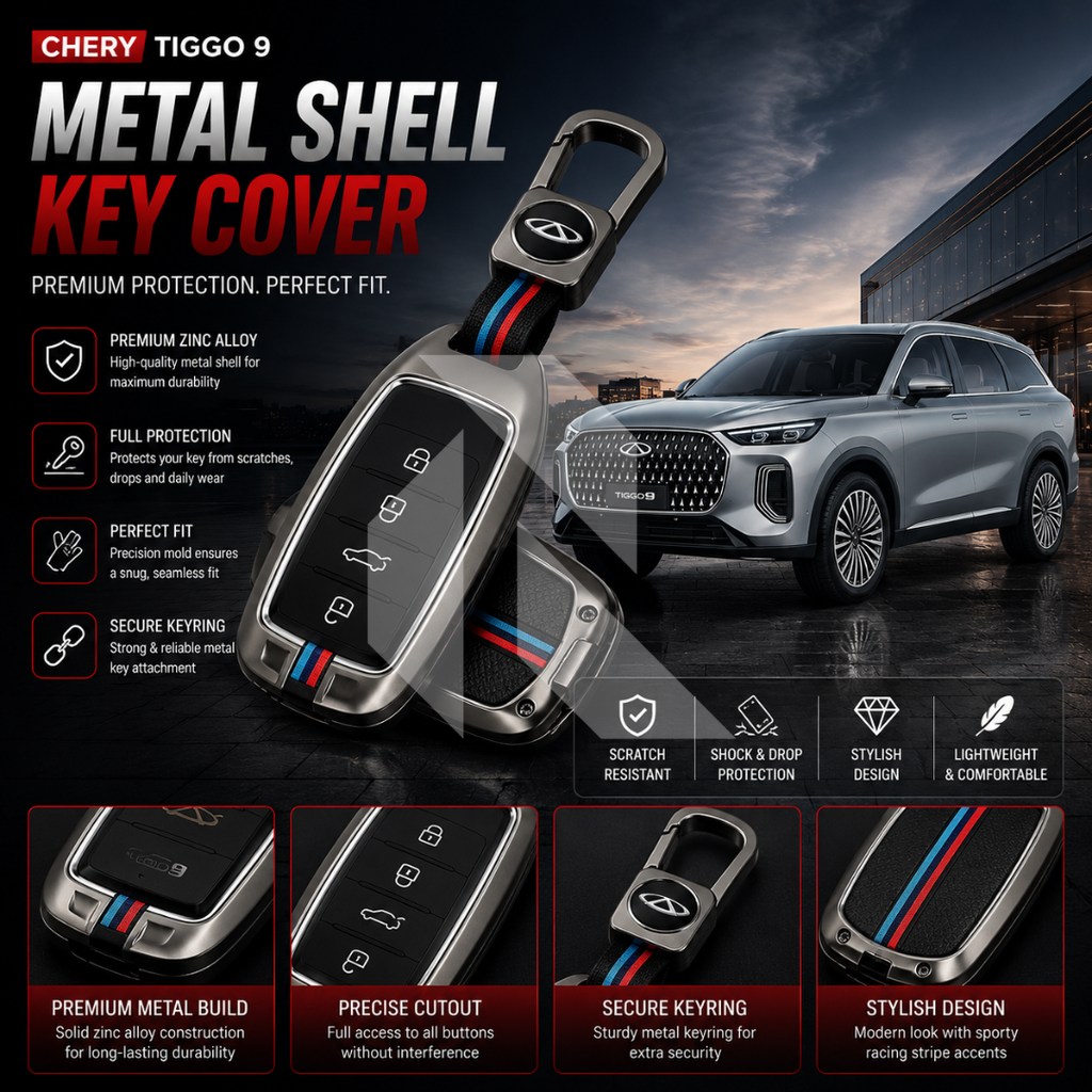 Chery Tiggo 9 Metal Key Cover Premium Protective Case – Zinc Alloy Smart Key Protection Shell