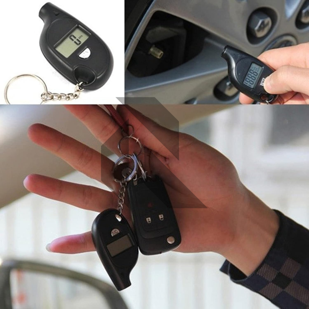Digital Tire Pressure Gauge Keychain – Portable Car & Bike Tire Pressure Tester