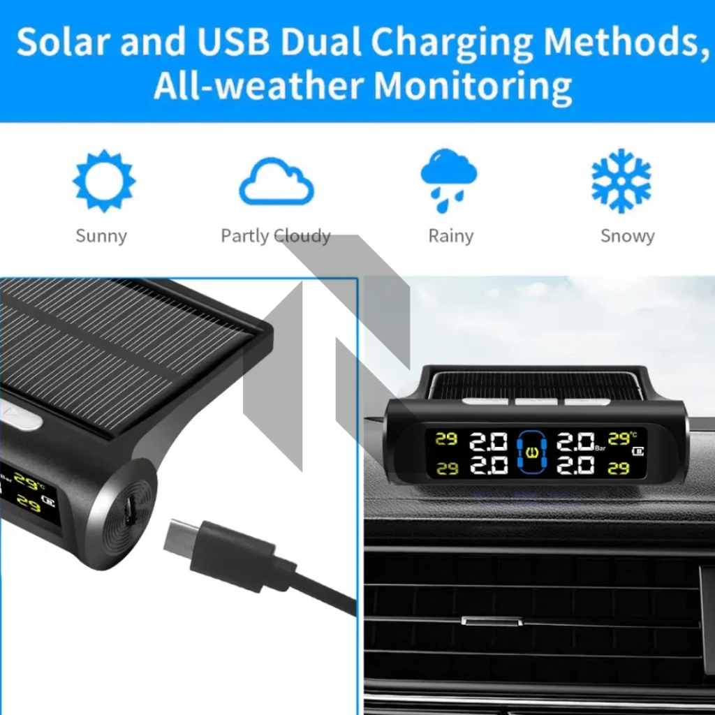 Smart Solar Internal TPMS – Car Tire Pressure Alarm & Monitoring System