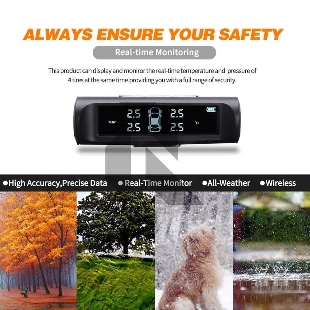 Smart Solar Internal TPMS – Car Tire Pressure Alarm & Monitoring System