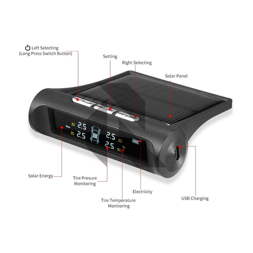 Smart Solar Internal TPMS – Car Tire Pressure Alarm & Monitoring System