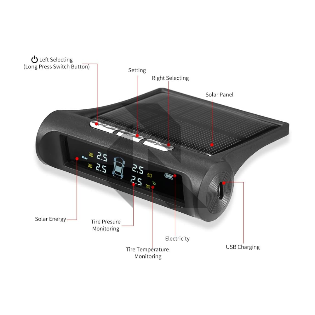 Smart Solar Internal TPMS – Car Tire Pressure Alarm & Monitoring System
