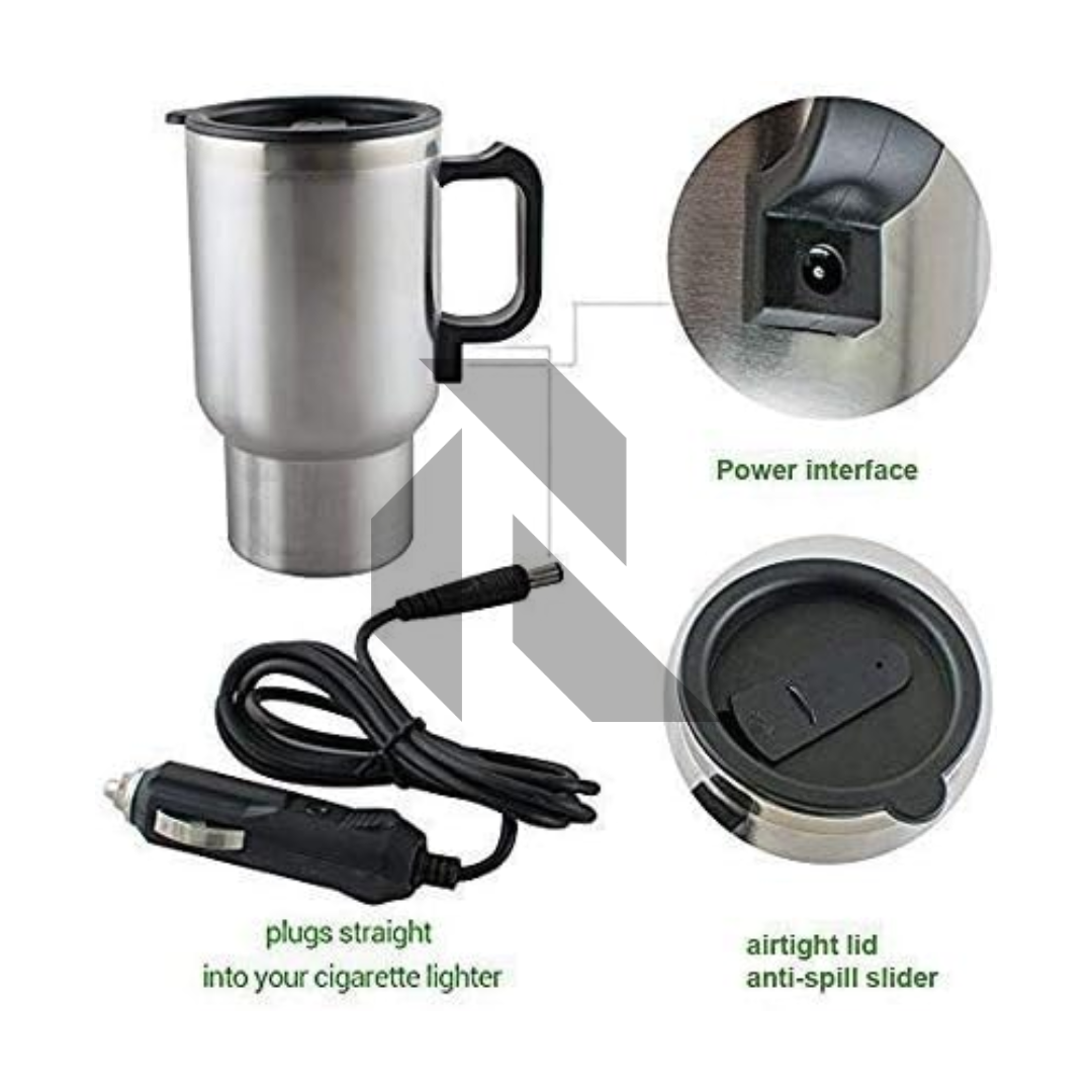 Stainless Steel Electric Smart Mug 12V Car Heated Cup – Vacuum Insulated Travel Heating Mug