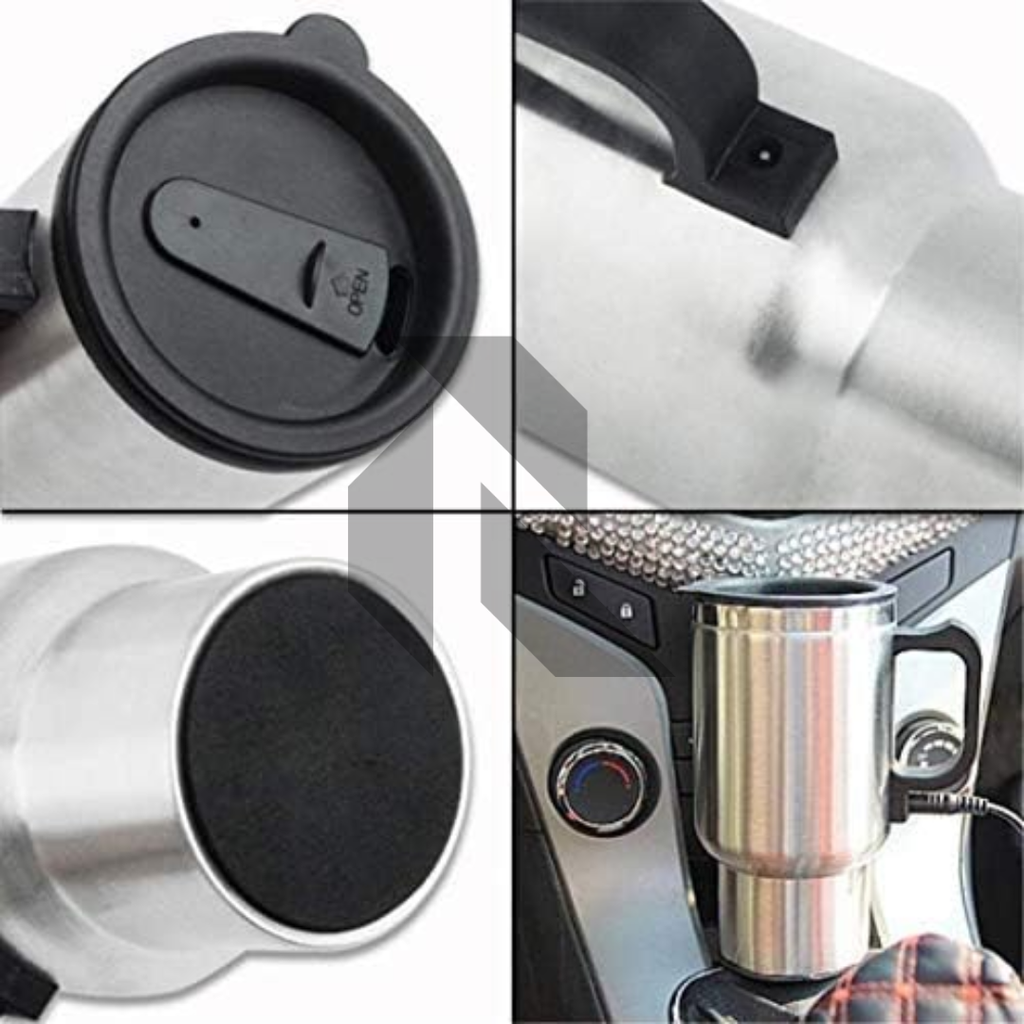 Stainless Steel Electric Smart Mug 12V Car Heated Cup – Vacuum Insulated Travel Heating Mug