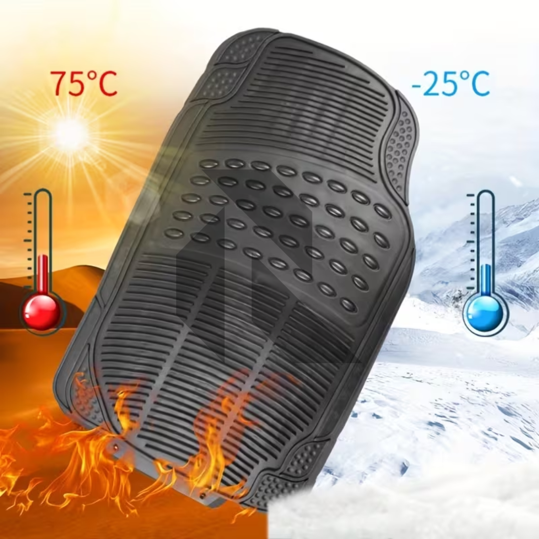 Universal 3 Piece Heavy Duty Car Floor Mat Set – Waterproof All-Weather Interior Protection (Black)