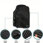 Universal 3 Piece Heavy Duty Car Floor Mat Set – Waterproof All-Weather Interior Protection (Black)