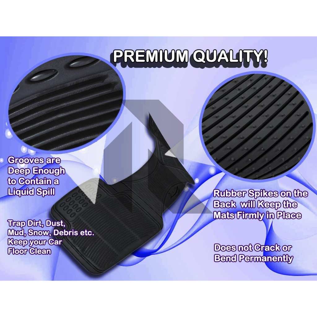 Universal 3 Piece Heavy Duty Car Floor Mat Set – Waterproof All-Weather Interior Protection (Black)