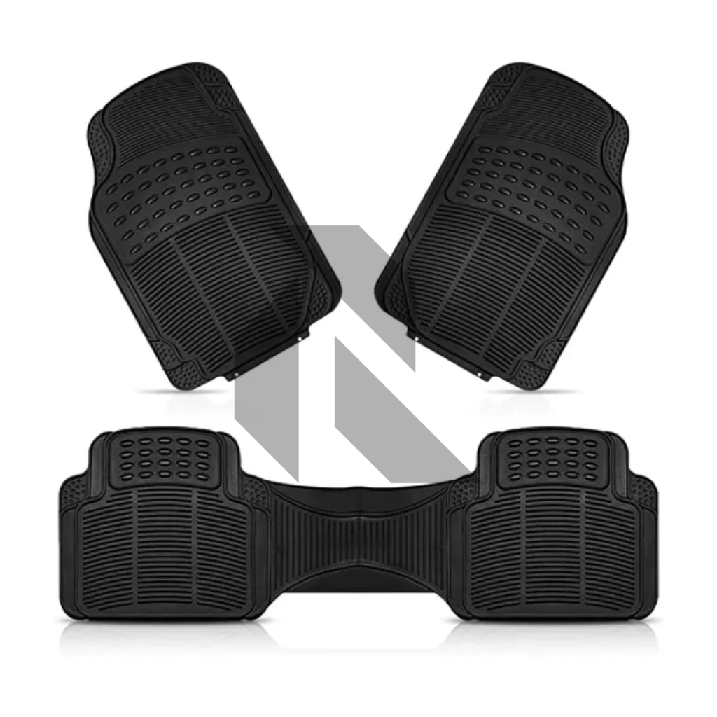 Universal 3 Piece Heavy Duty Car Floor Mat Set – Waterproof All-Weather Interior Protection (Black)