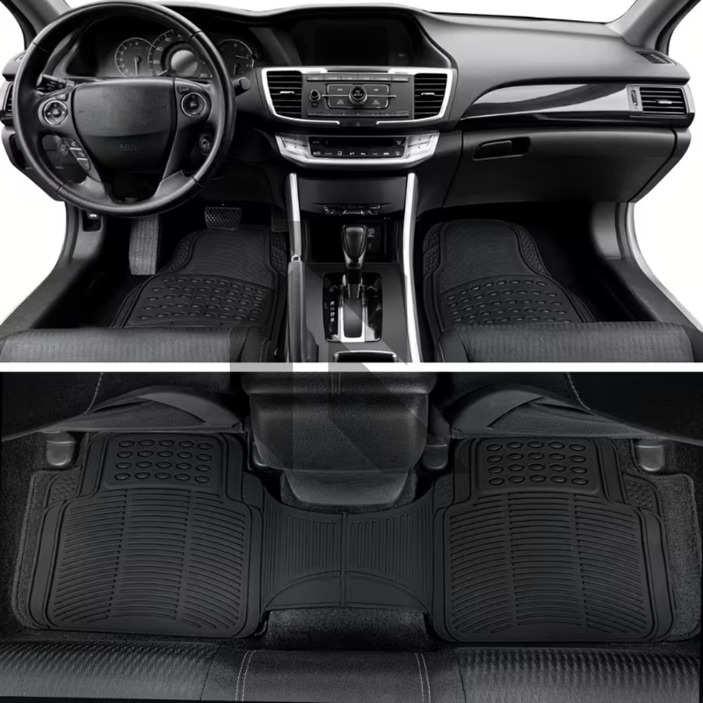 Universal 3 Piece Heavy Duty Car Floor Mat Set – Waterproof All-Weather Interior Protection (Black)