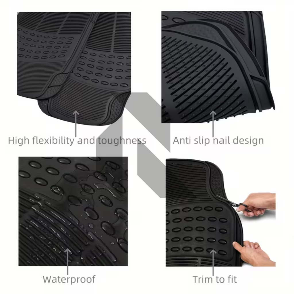 Universal 3 Piece Heavy Duty Car Floor Mat Set – Waterproof All-Weather Interior Protection (Black)