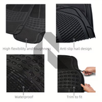 Universal 3 Piece Heavy Duty Car Floor Mat Set – Waterproof All-Weather Interior Protection (Black)