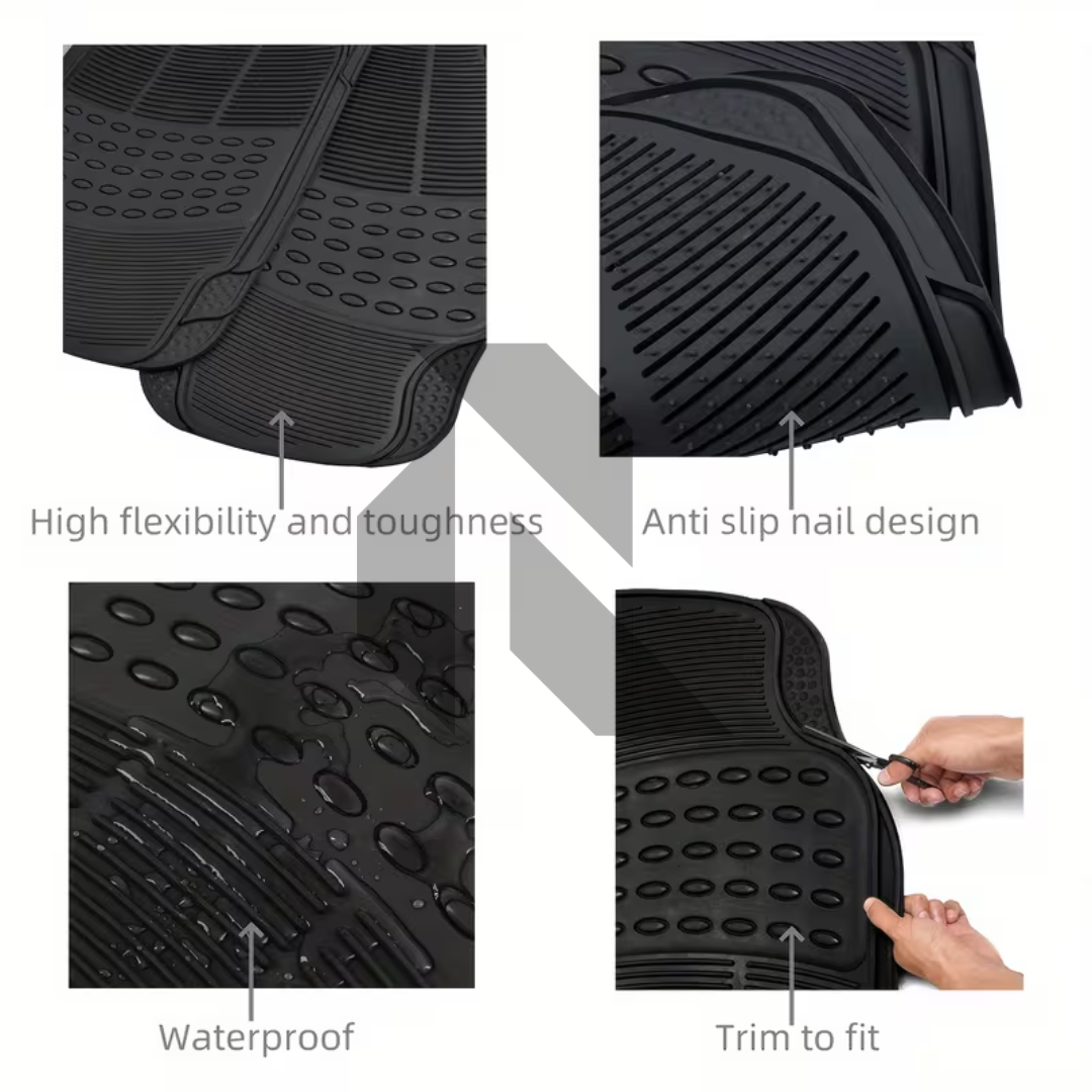 Universal 3 Piece Heavy Duty Car Floor Mat Set – Waterproof All-Weather Interior Protection (Black)