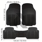 Universal 3 Piece Heavy Duty Car Floor Mat Set – Waterproof All-Weather Interior Protection (Black)
