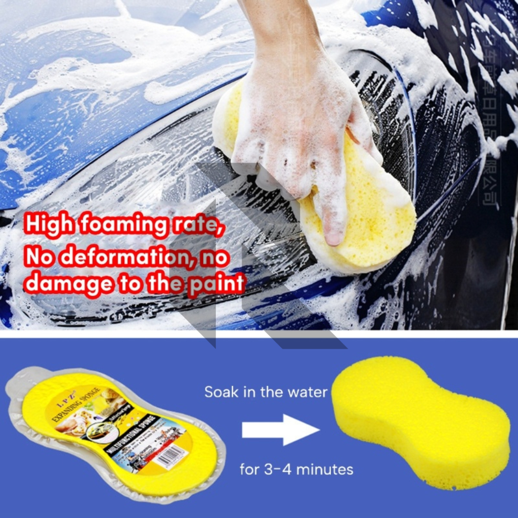 Compressed Car Wash Sponge – Expandable High Density Foam Cleaning Sponge