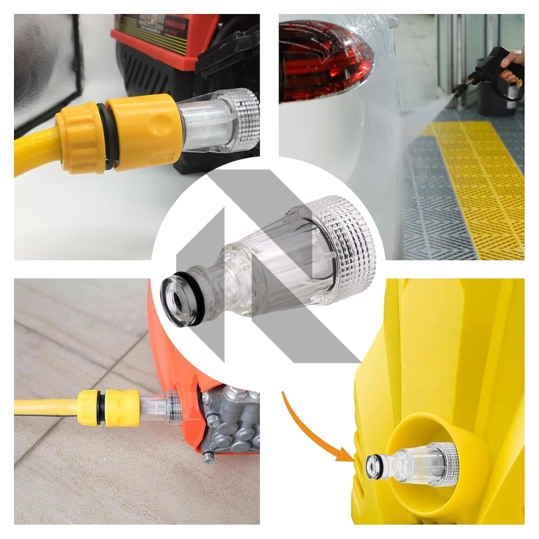 Universal Inlet Water Filter for Pressure Washers – Transparent Water Pump Protection Filter