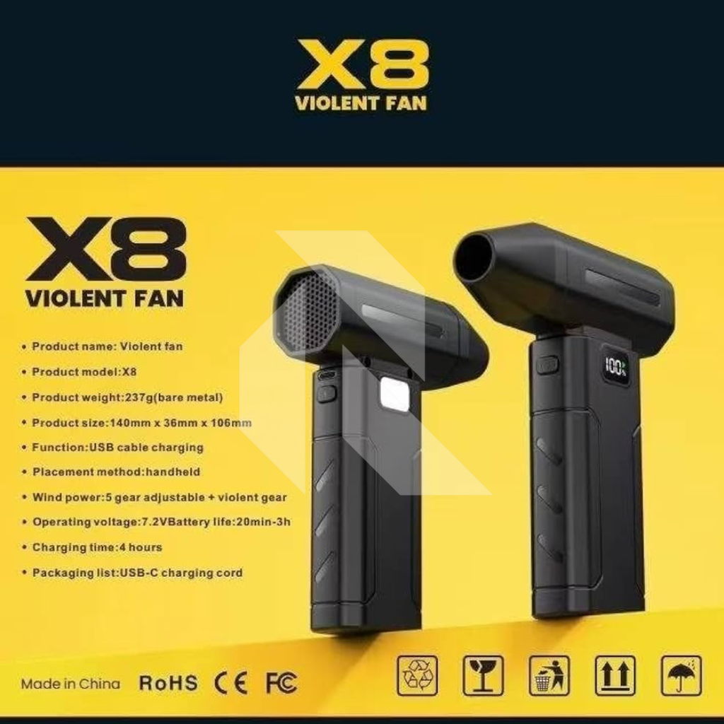 X8 Turbo Jet Blower – Portable Rechargeable Air Duster for Car Detailing, PC & Multi Use