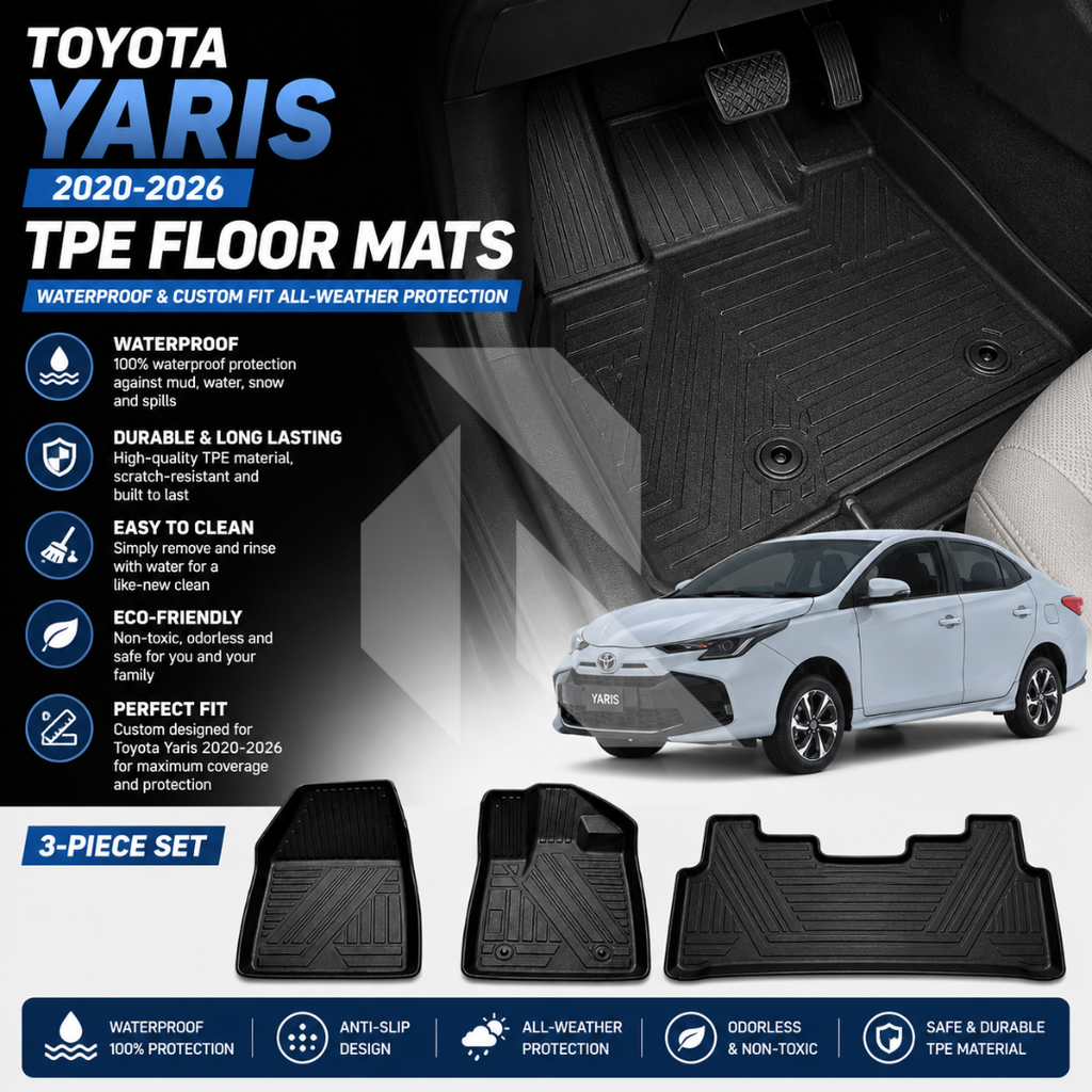 Toyota Yaris 2020-2026 TPE Floor Mats – Waterproof & Custom Fit All-Weather Car Floor Mats