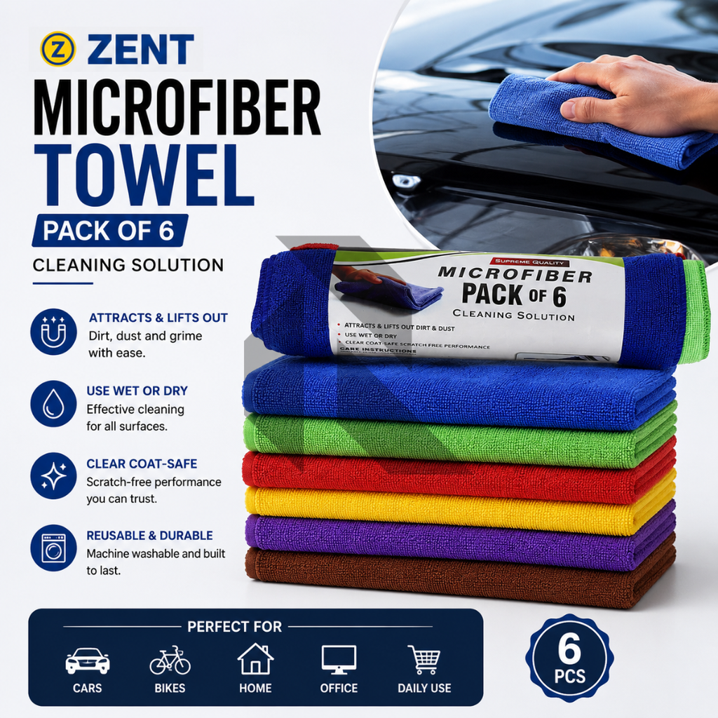 Zent Pack of 6 Microfiber Cleaning Cloths